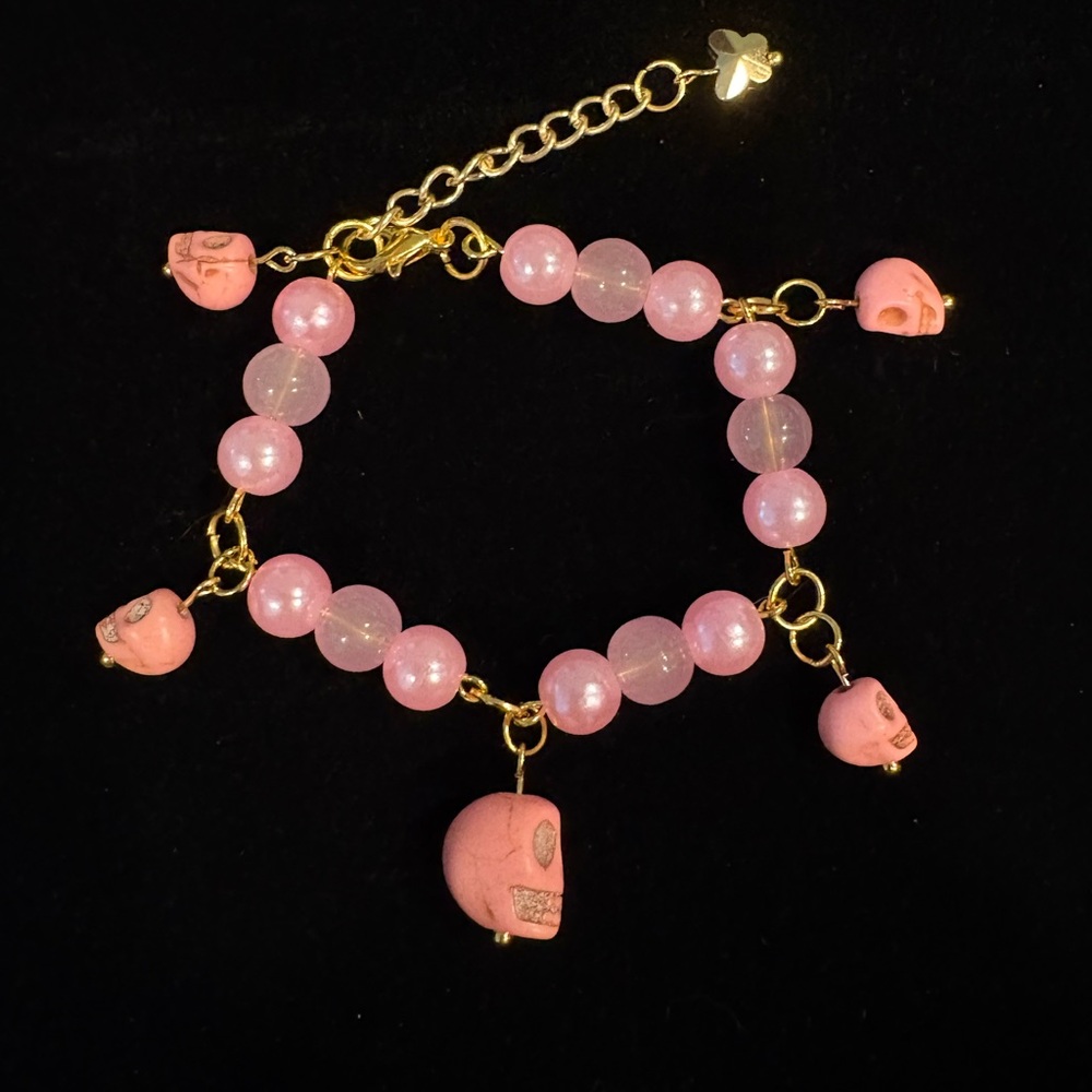 Pink Skull Charm Bracelet